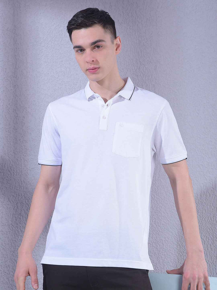 White Polo Neck T-Shirt