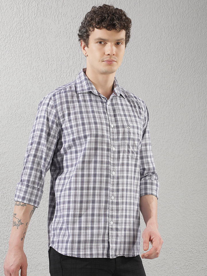 Purple 100% Cotton Checked Shirt