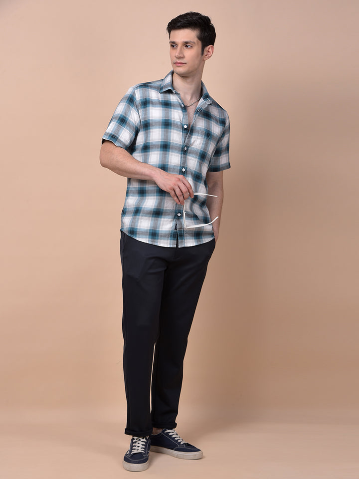 Blue Checked 100% Cotton Shirt
