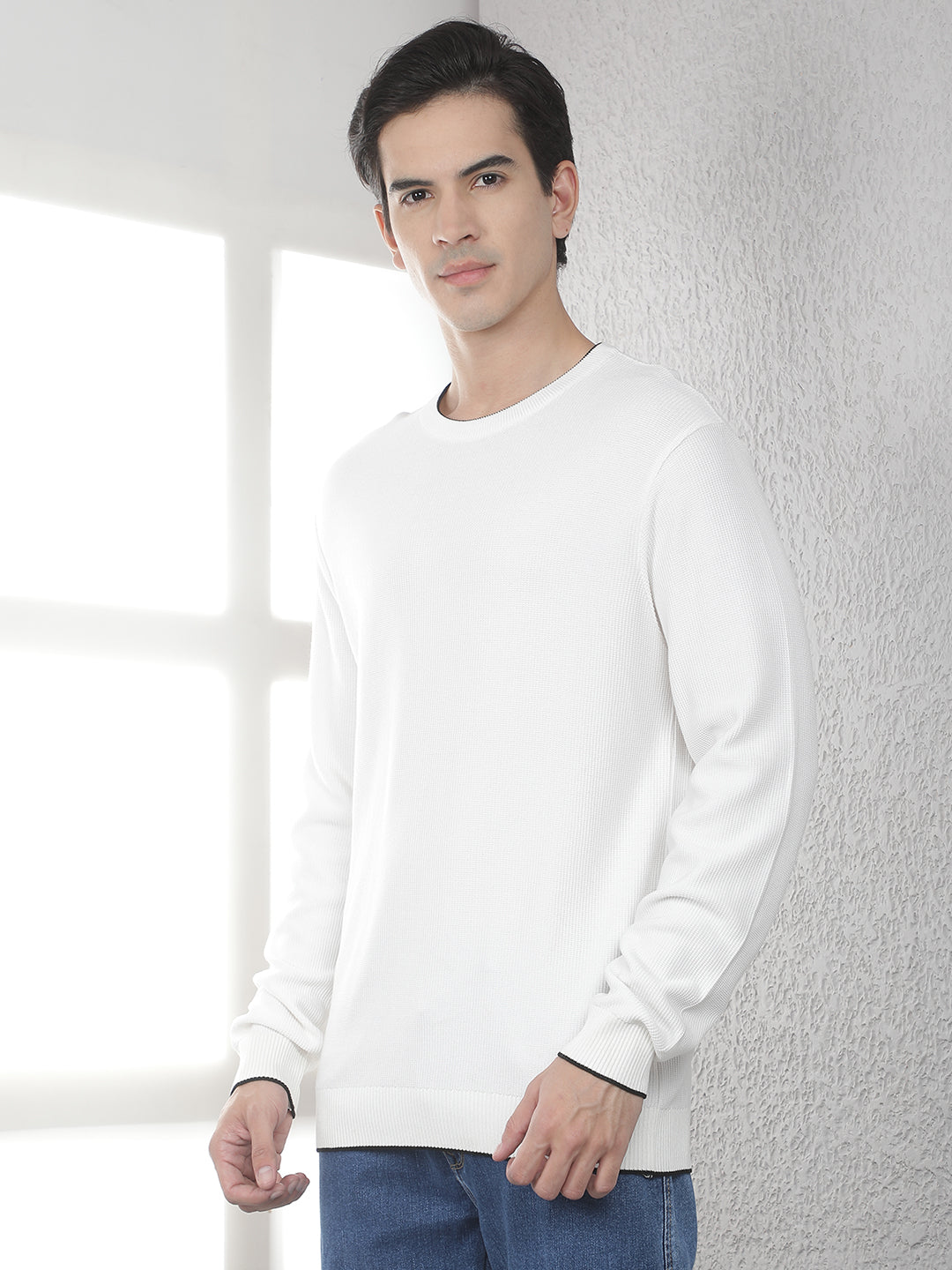 White Oversized Round Neck Sweater