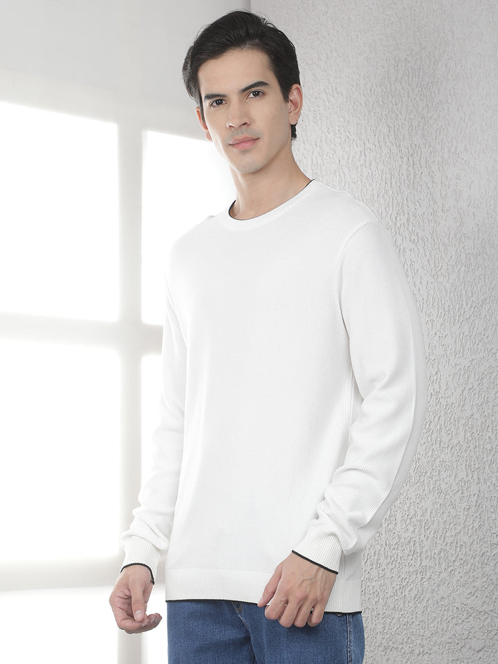 White Oversized Round Neck Sweater