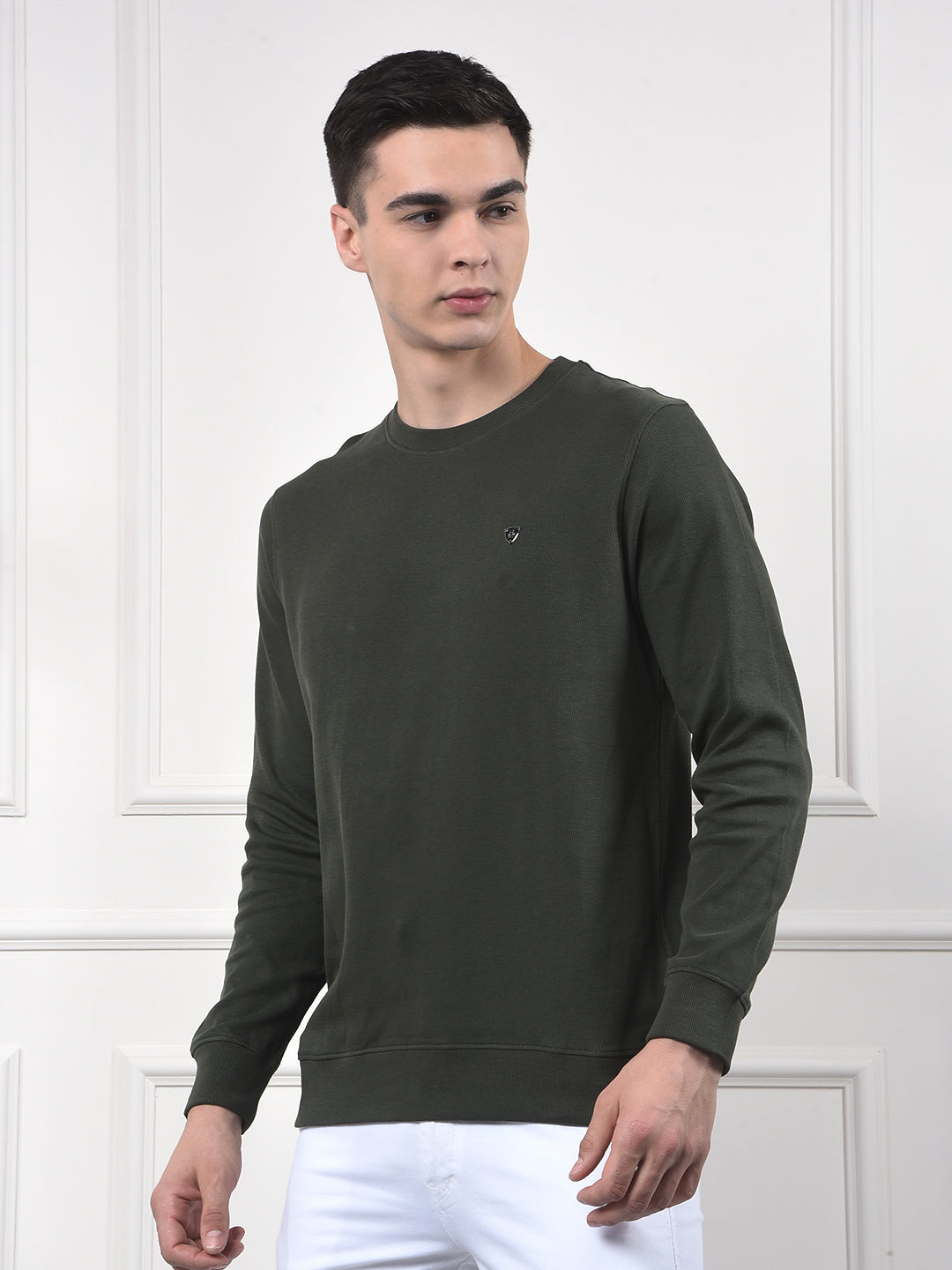 Green Jacquard 100% Cotton Sweatshirt