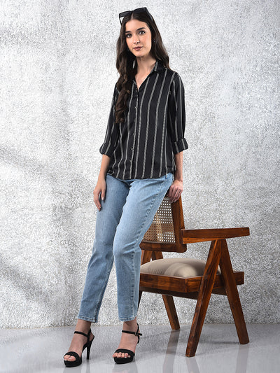 Black Vertical Stripes Shirt