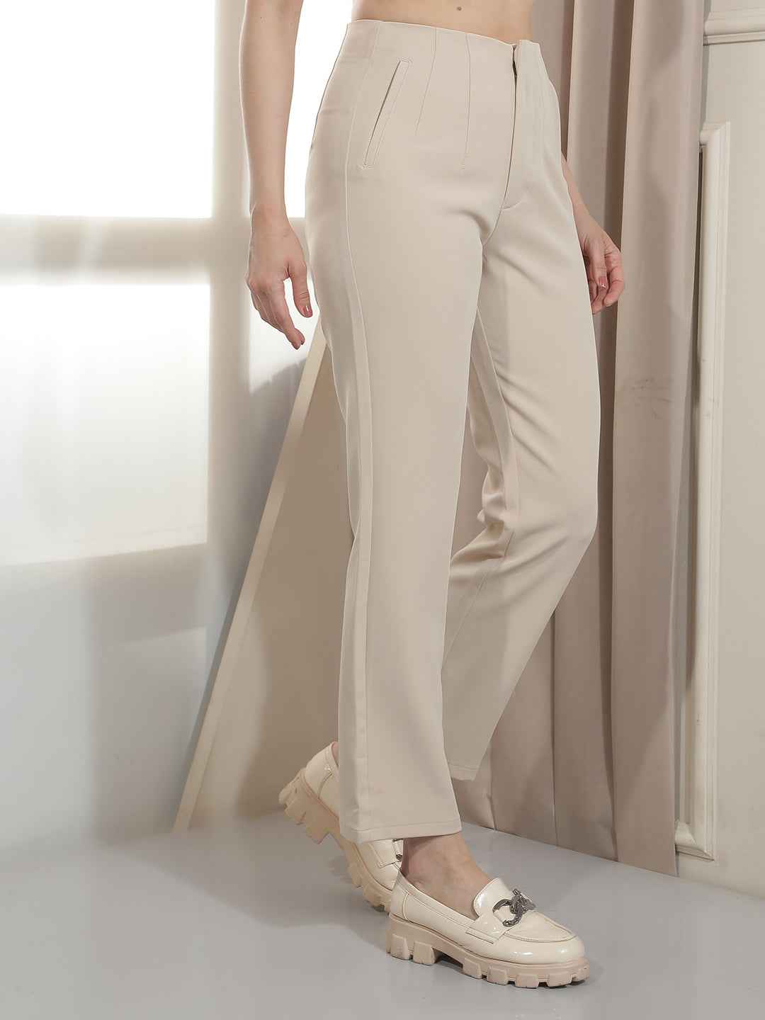 Sophisticated Beige Classic Trousers