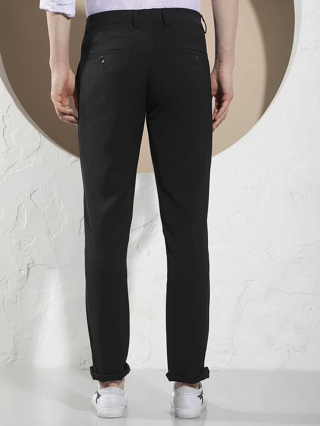 Black Casual Style Printed Trousers