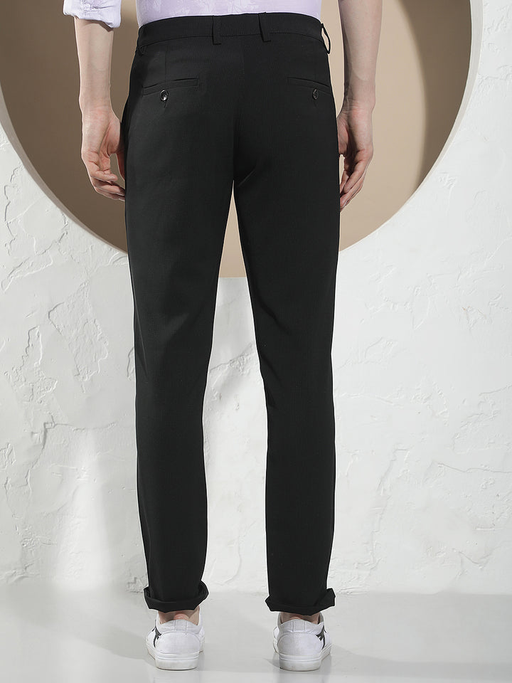 Black Casual Style Printed Trousers