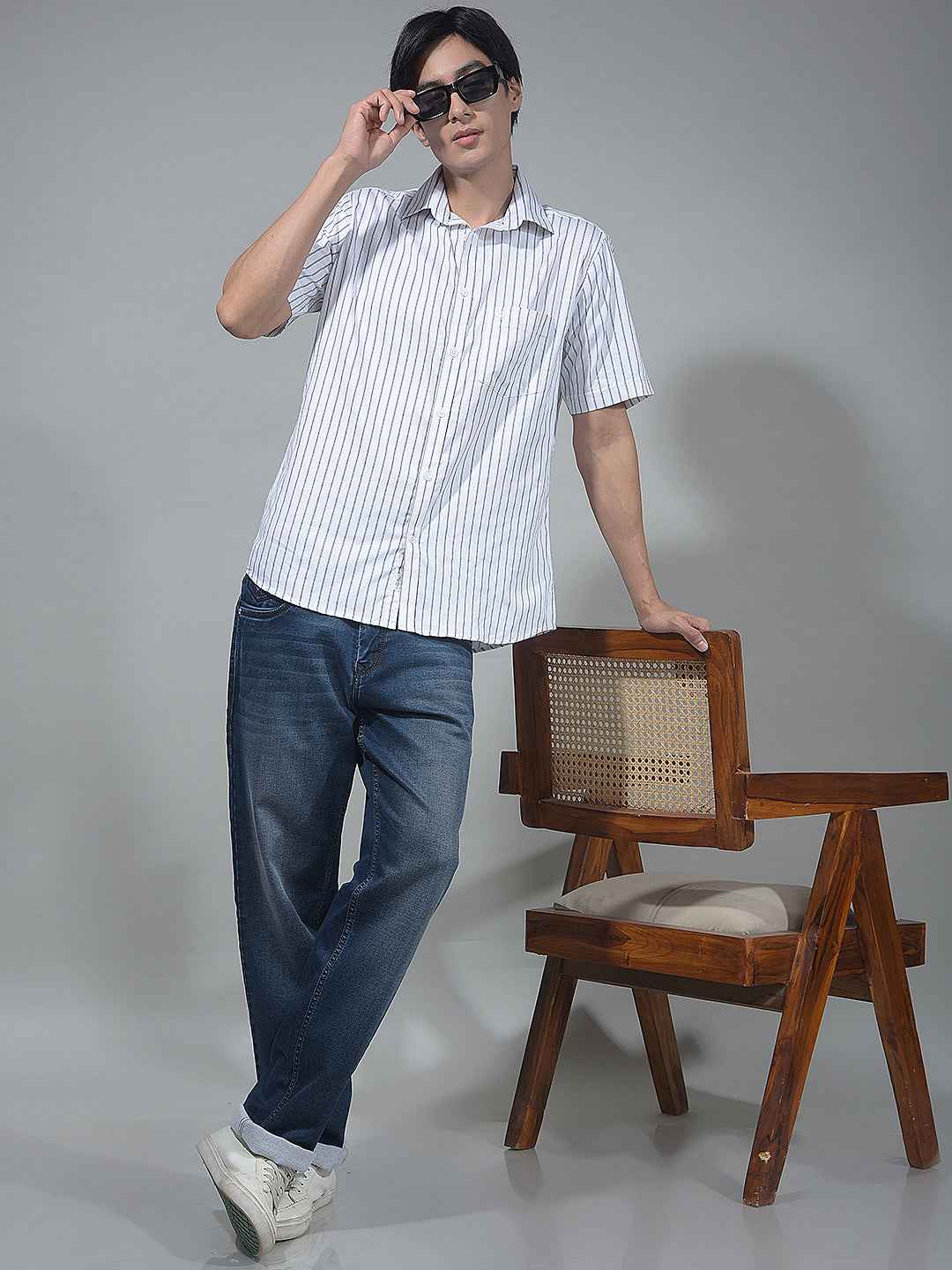 White Vertical Striped Shirt