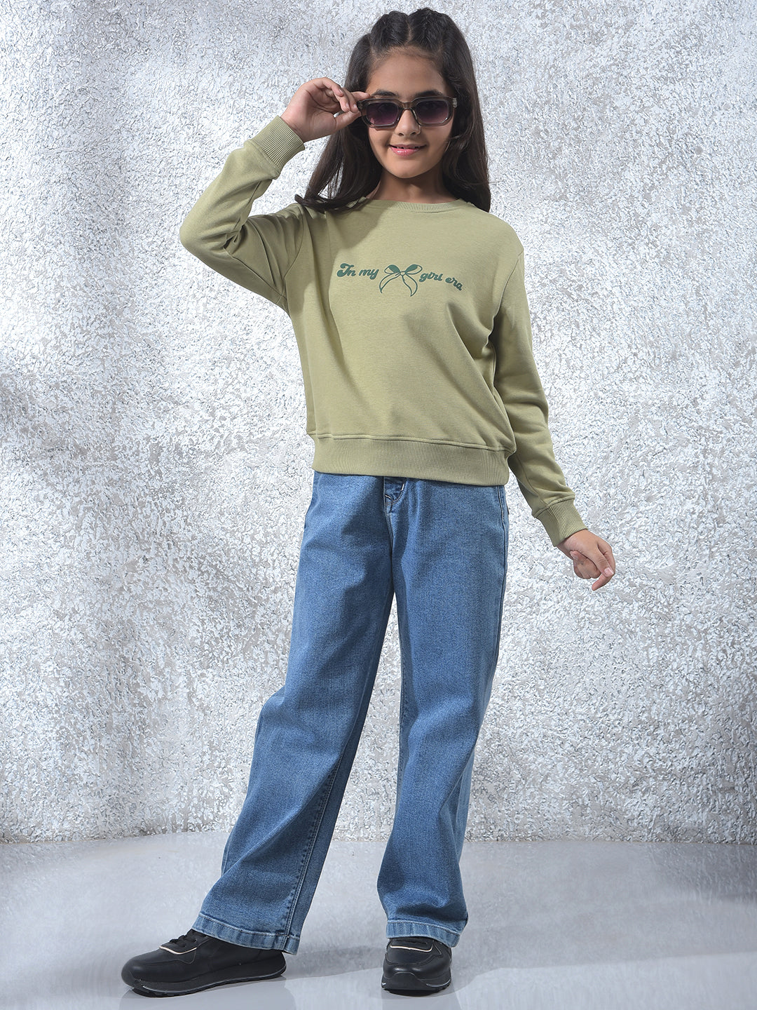 Girl's Blue Wide-Leg Jeans-Girls Jeans-Crimsoune Club