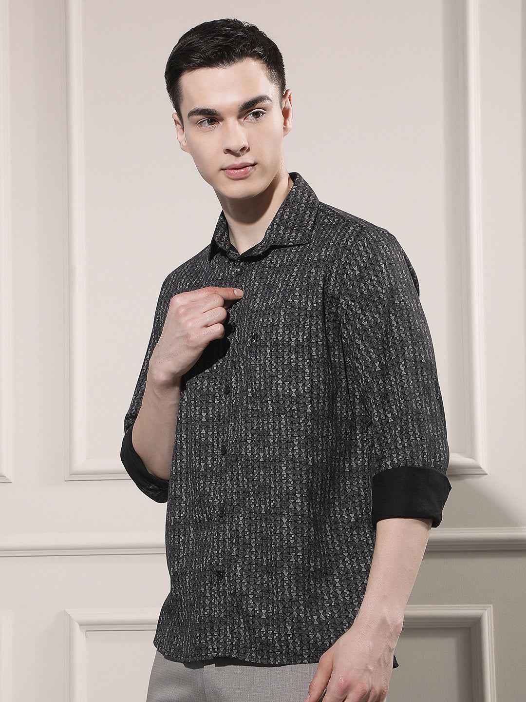 Noir Black Printed Shirt