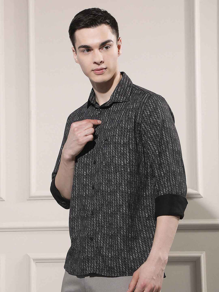 Noir Black Printed Shirt