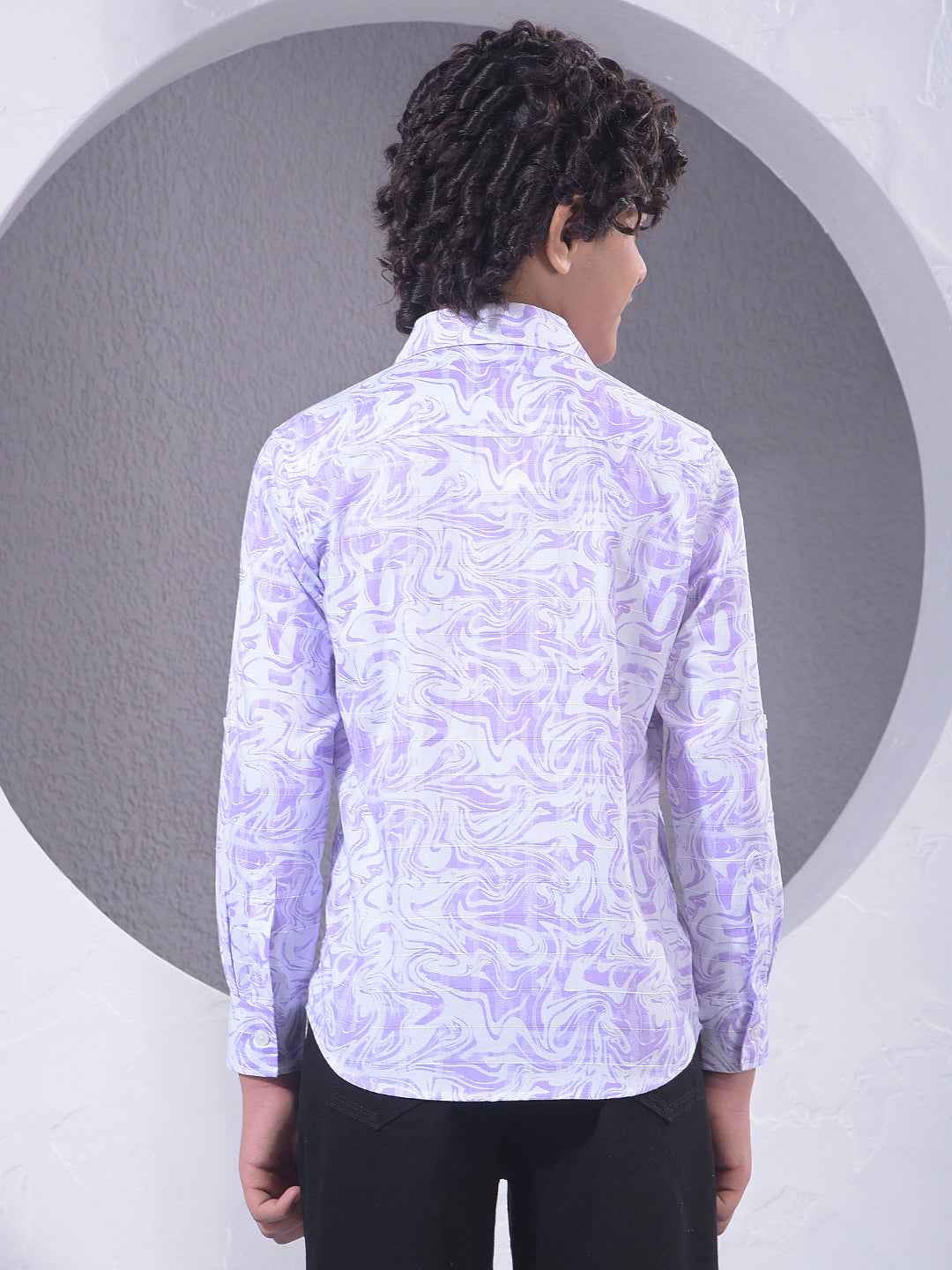 Purple Printed 100% Cotton Shirt