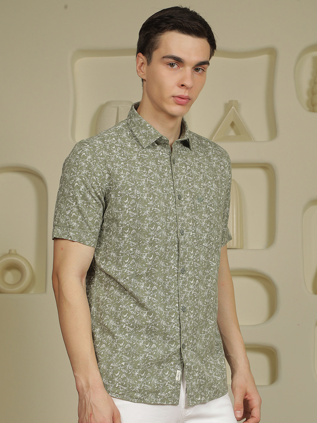 Green Floral Print Shirt