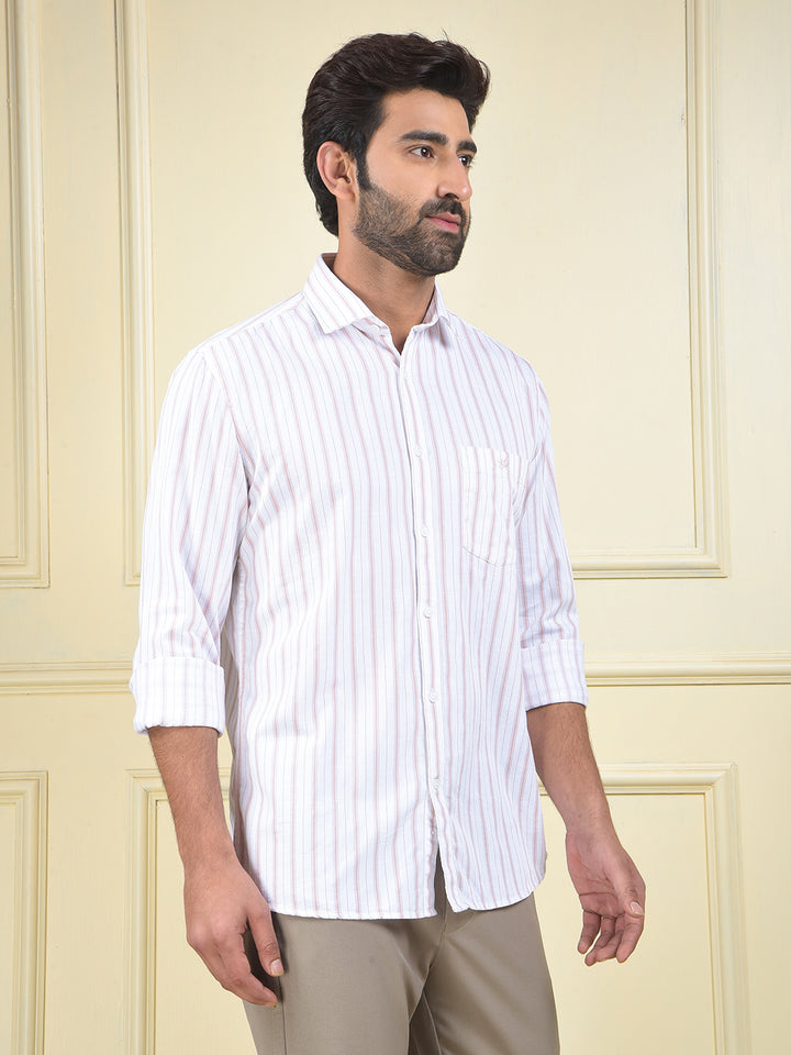 Purple Vertical Stripes 100% Cotton Shirt
