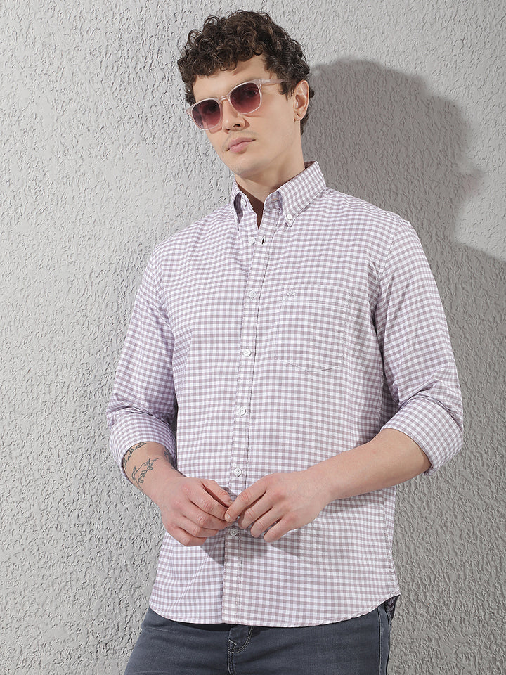Pink 100% Cotton Checked Shirt