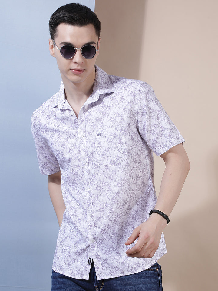 Purple Floral Print Shirt