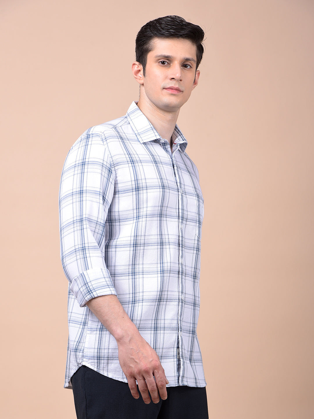 White Checked 100% Cotton Shirt