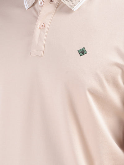 Beige Polo-Neck T-Shirt