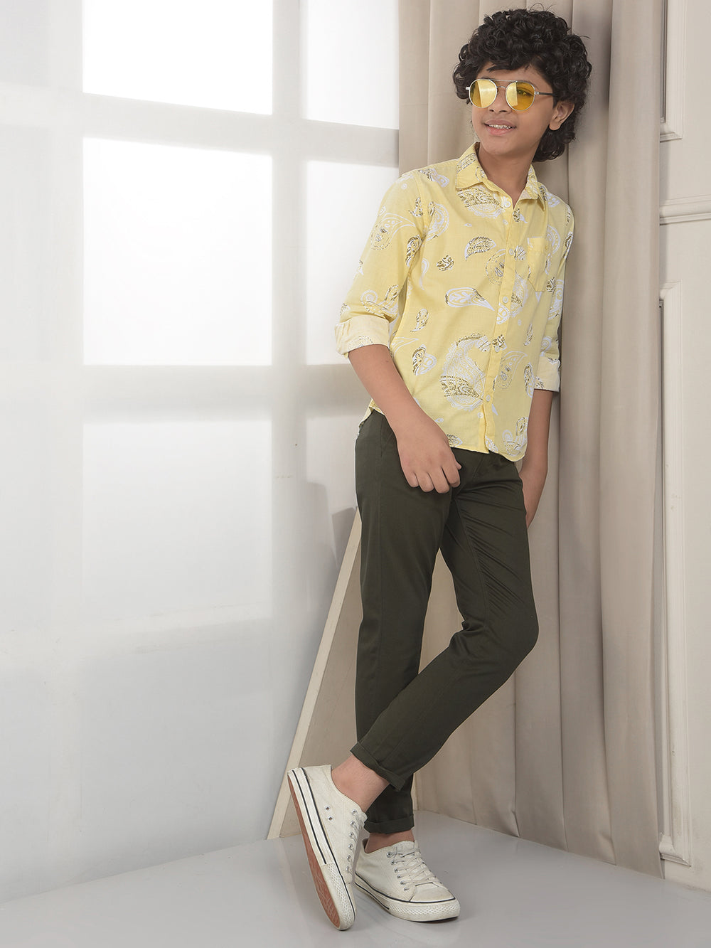 Yellow Botanical Print Shirt