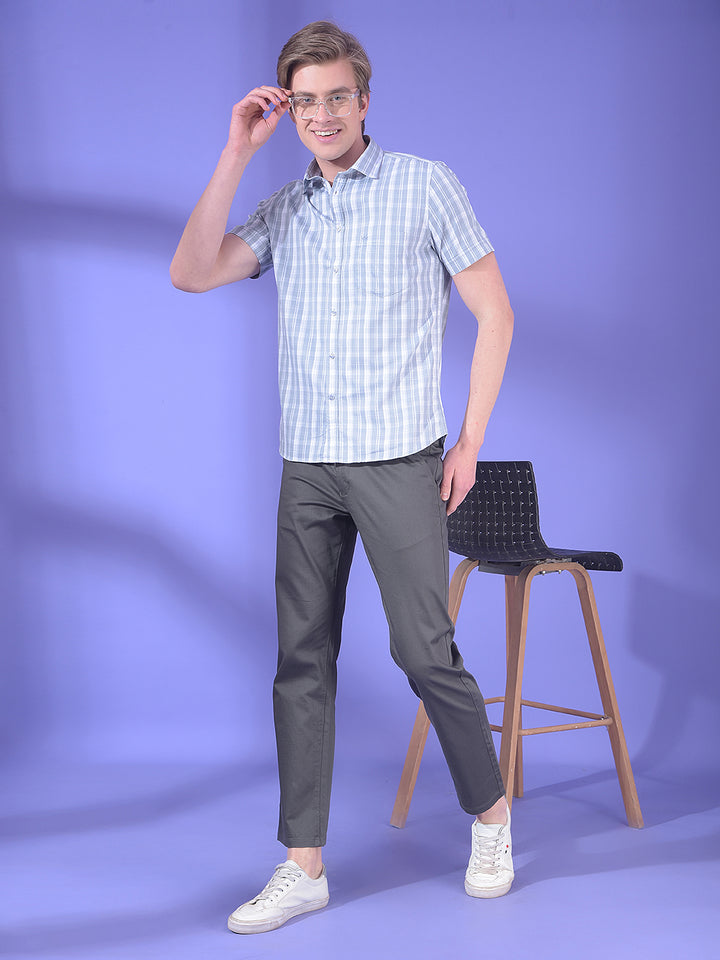 Flint Pearl Grey Checked 100% Cotton Shirt