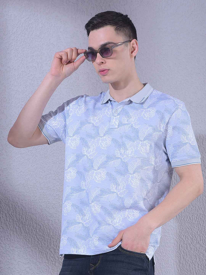 Blue Floral Print T-Shirt