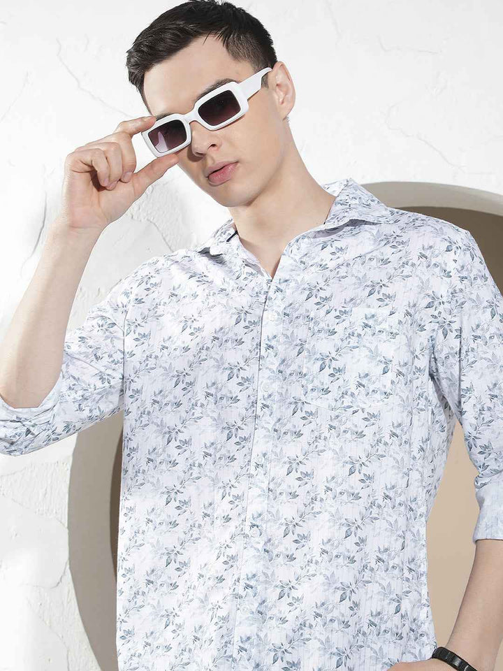 Blue Floral Print Shirt