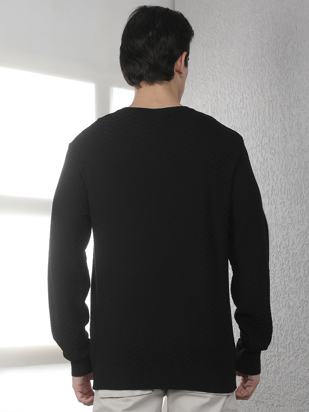 Minimalist Void Black Jacquard Sweater
