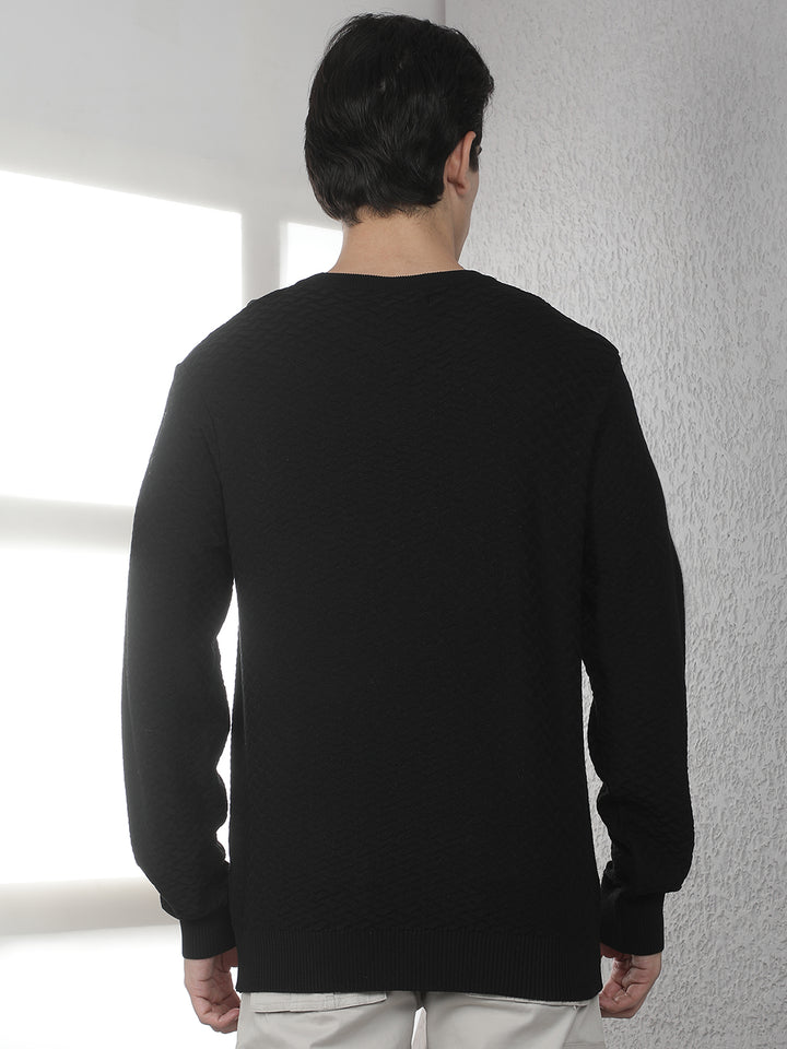 Minimalist Void Black Jacquard Sweater