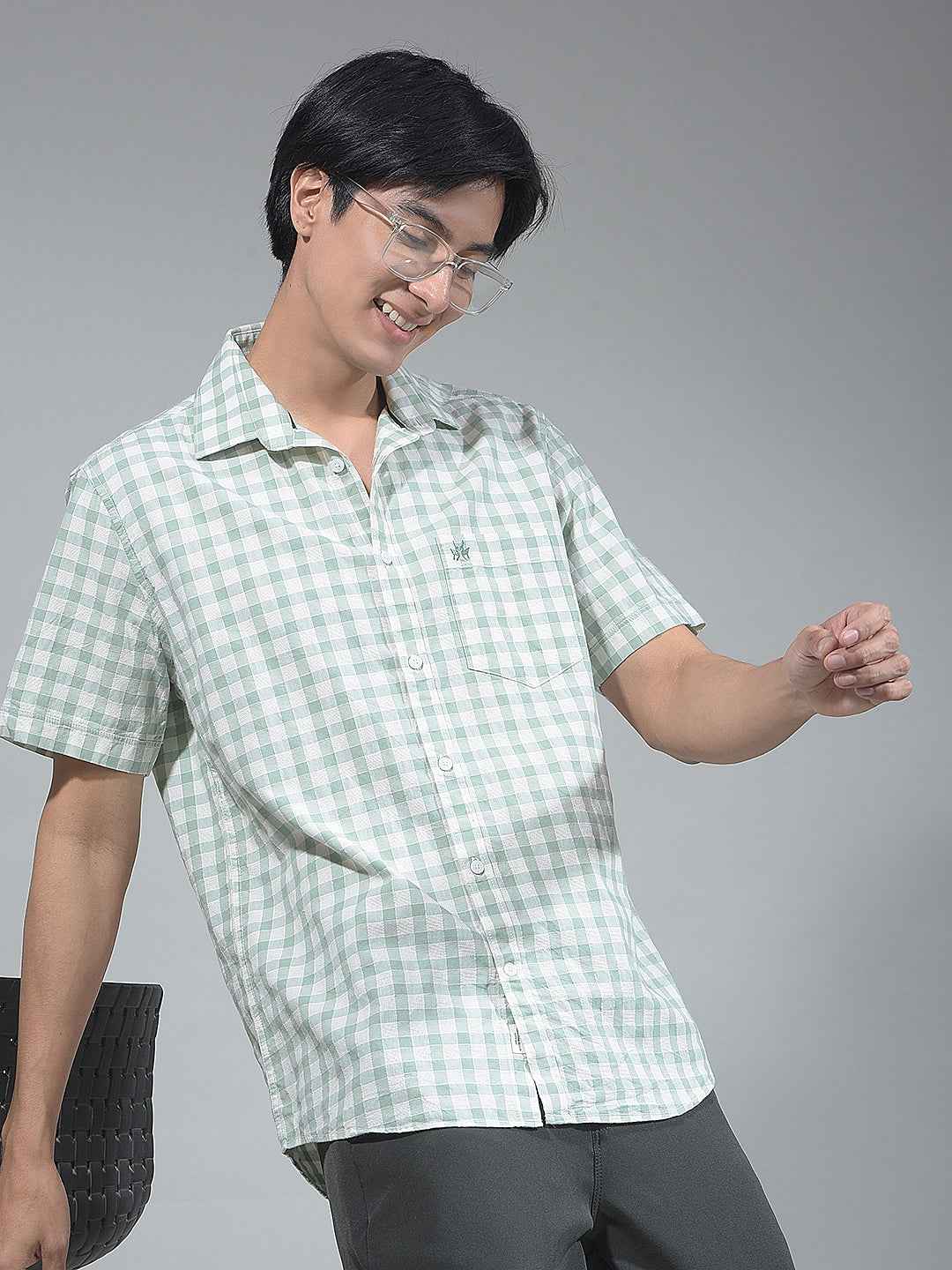 Green Checked 100% Cotton Shirt