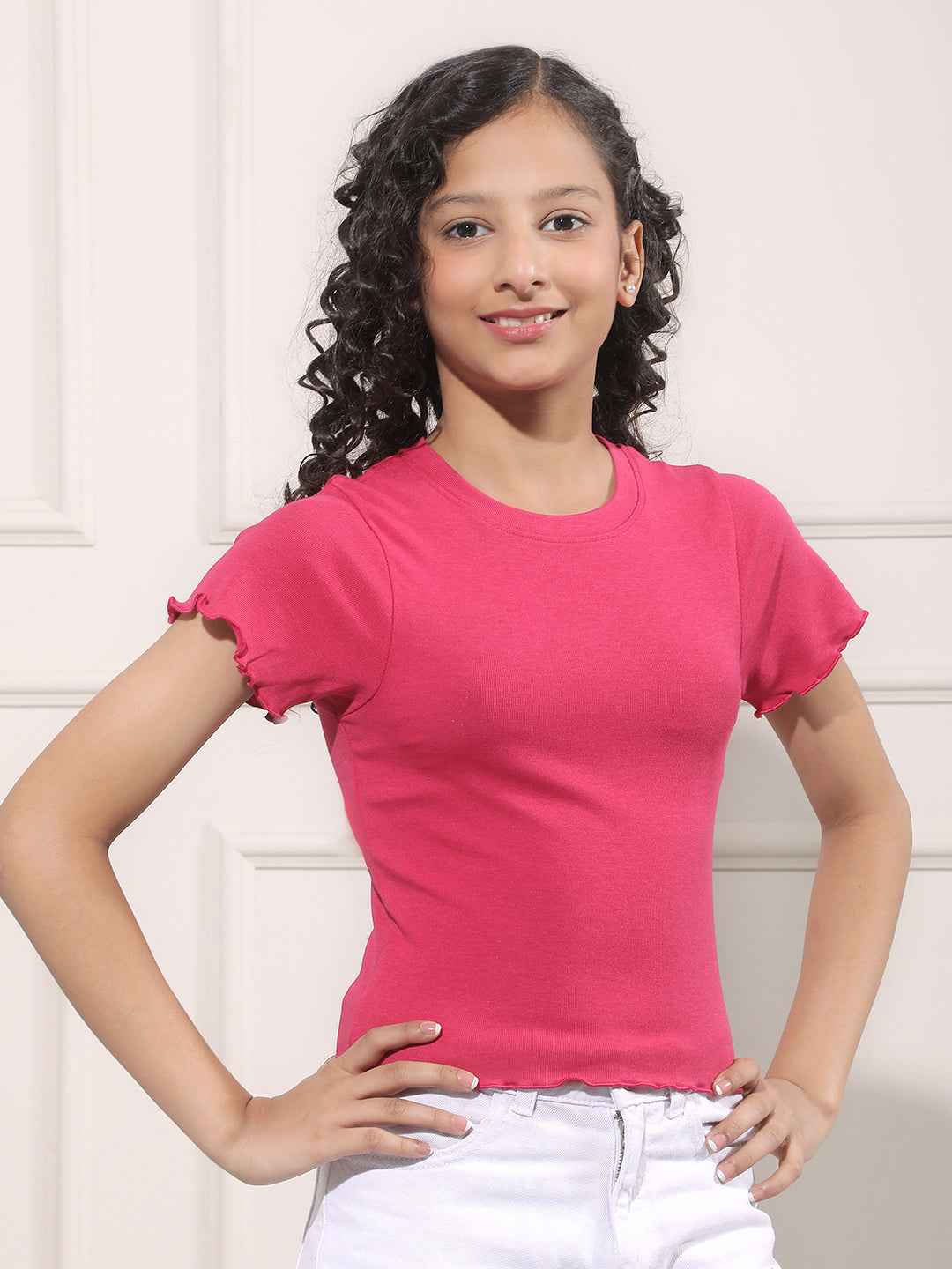 Pink Modal Cropped T-Shirt