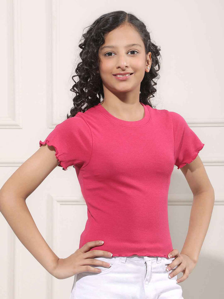 Pink Modal Cropped T-Shirt