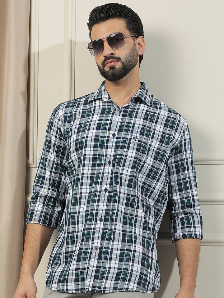 Forest Green 100% Cotton Checked Shirt