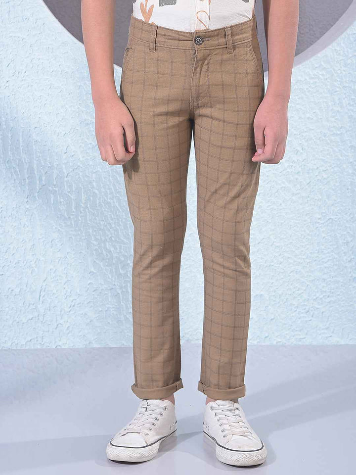 Brown Grid Check Trousers