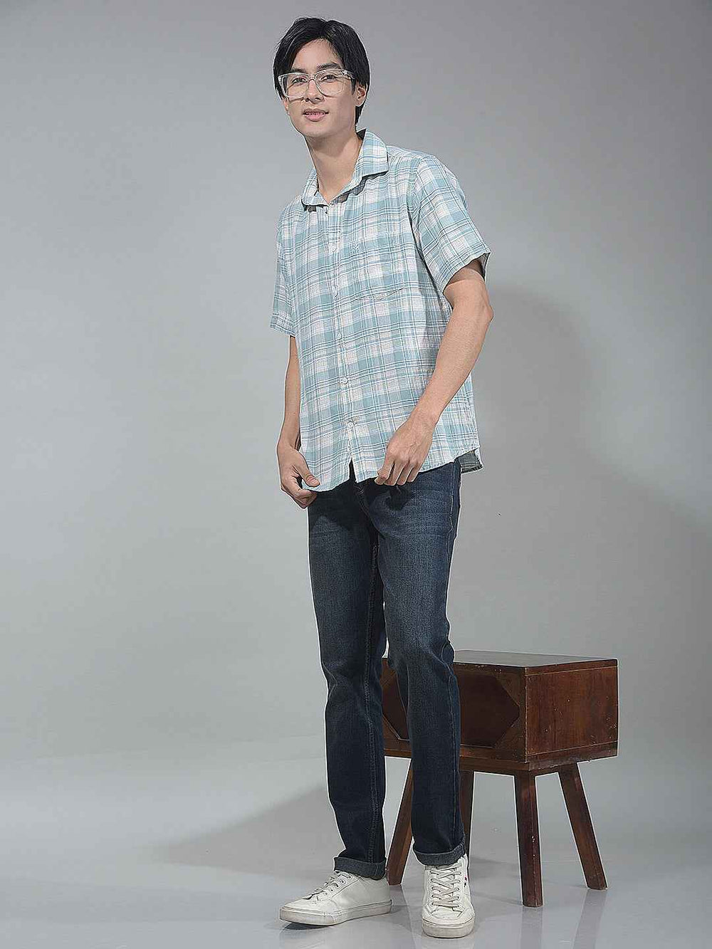 Green Checked Linen Shirt