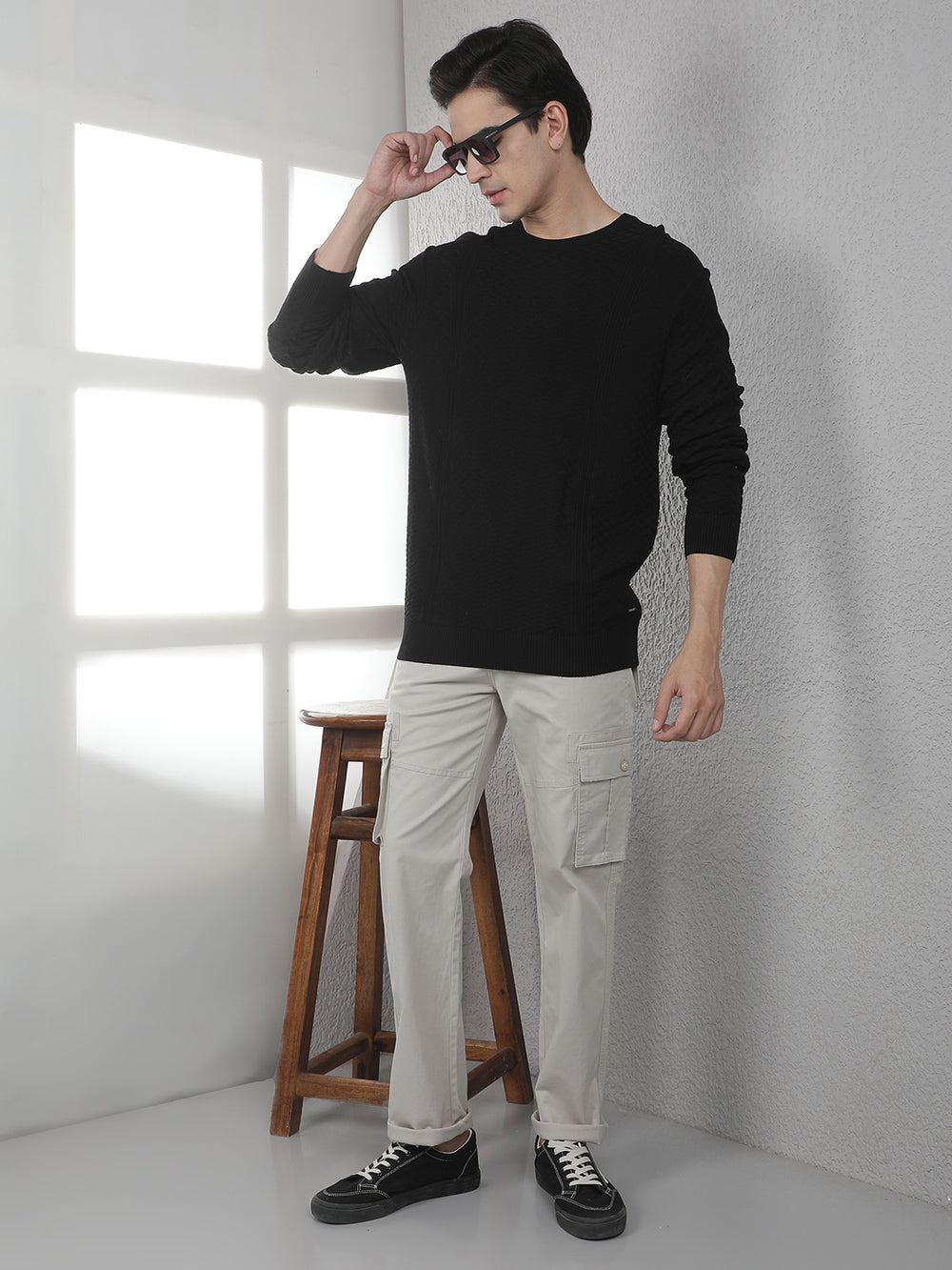 Minimalist Void Black Jacquard Sweater