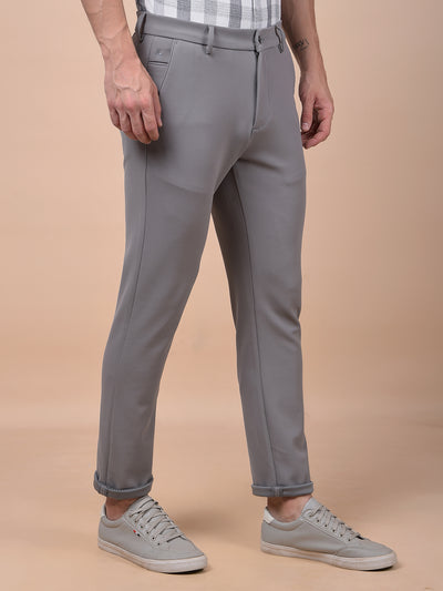 Sleek Silhouette Grey Knitted Trousers