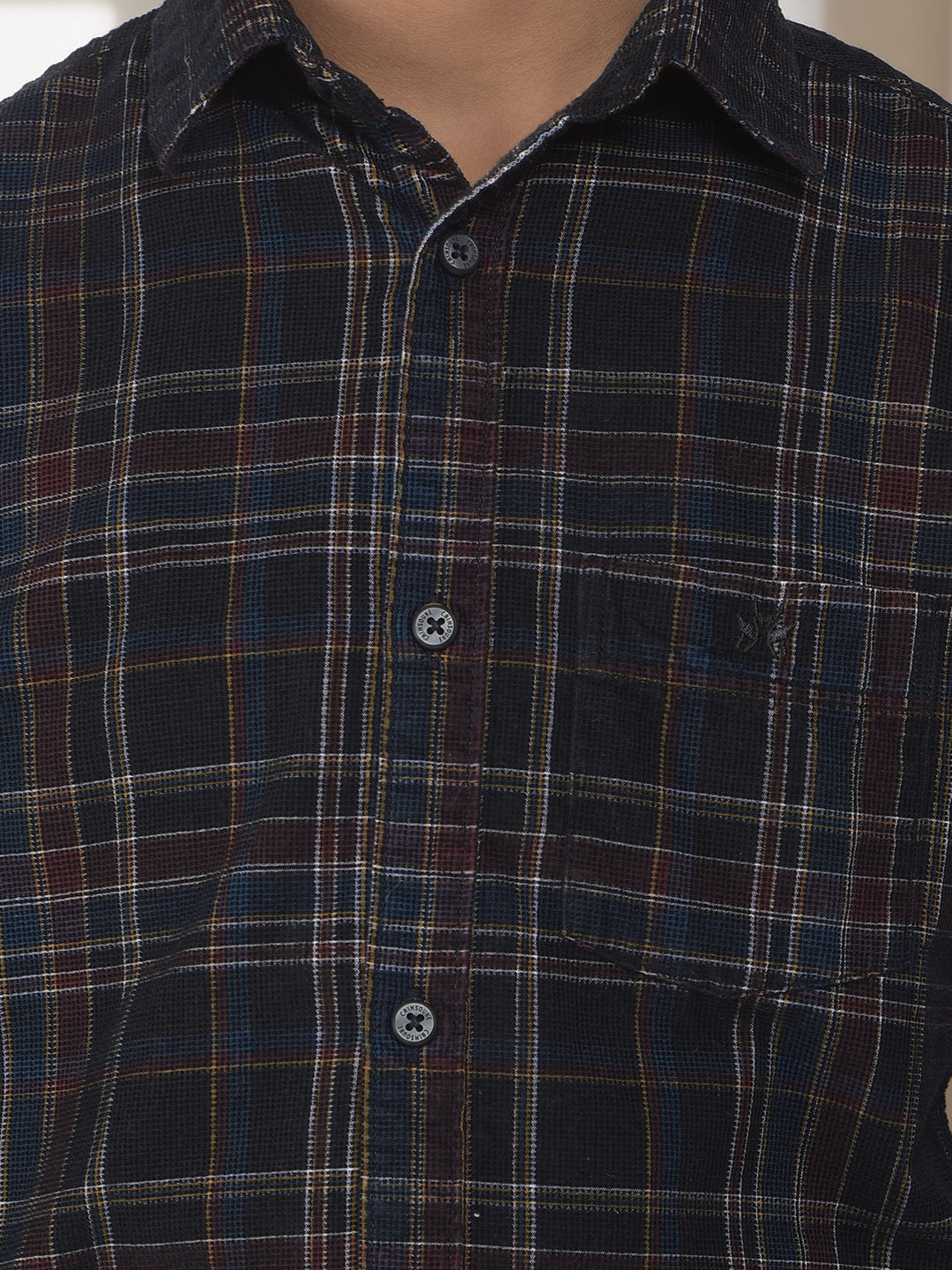 Multi-Color 100% Cotton Corduroy Check-Shirt