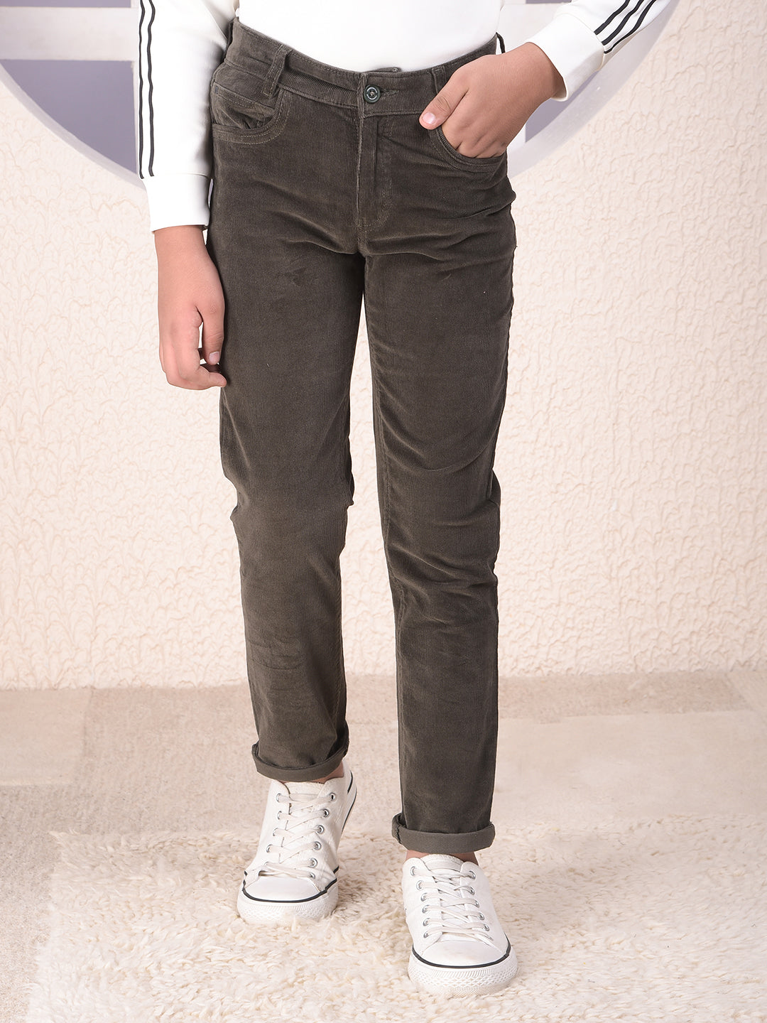 Chic Green Corduroy Trousers