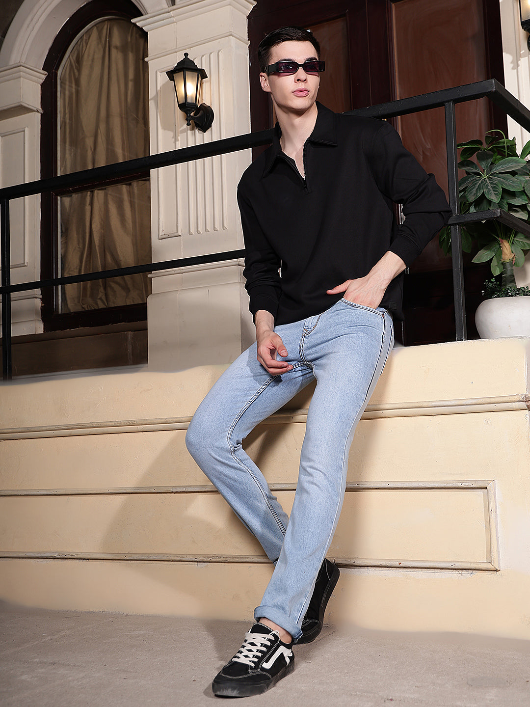 Black Front Open Sweatshirt