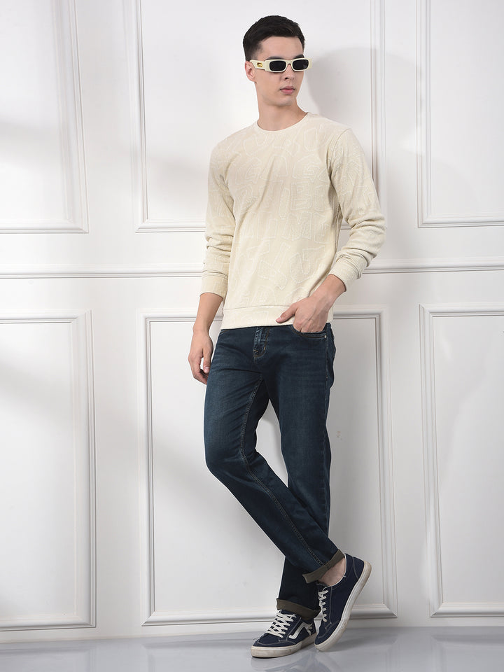 Beige Typographic Sweatshirt