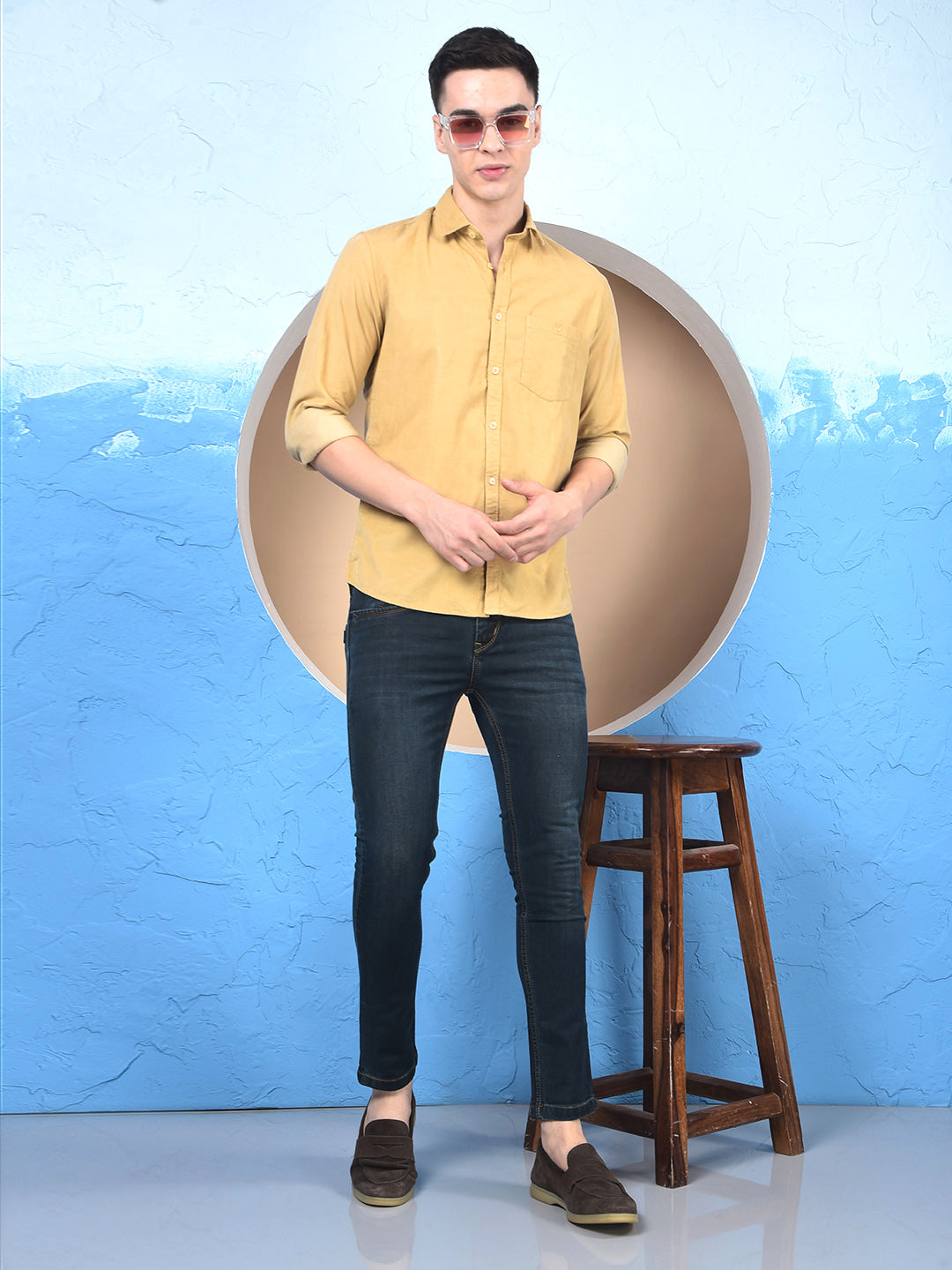 Beige 100% Cotton Corduroy Shirt