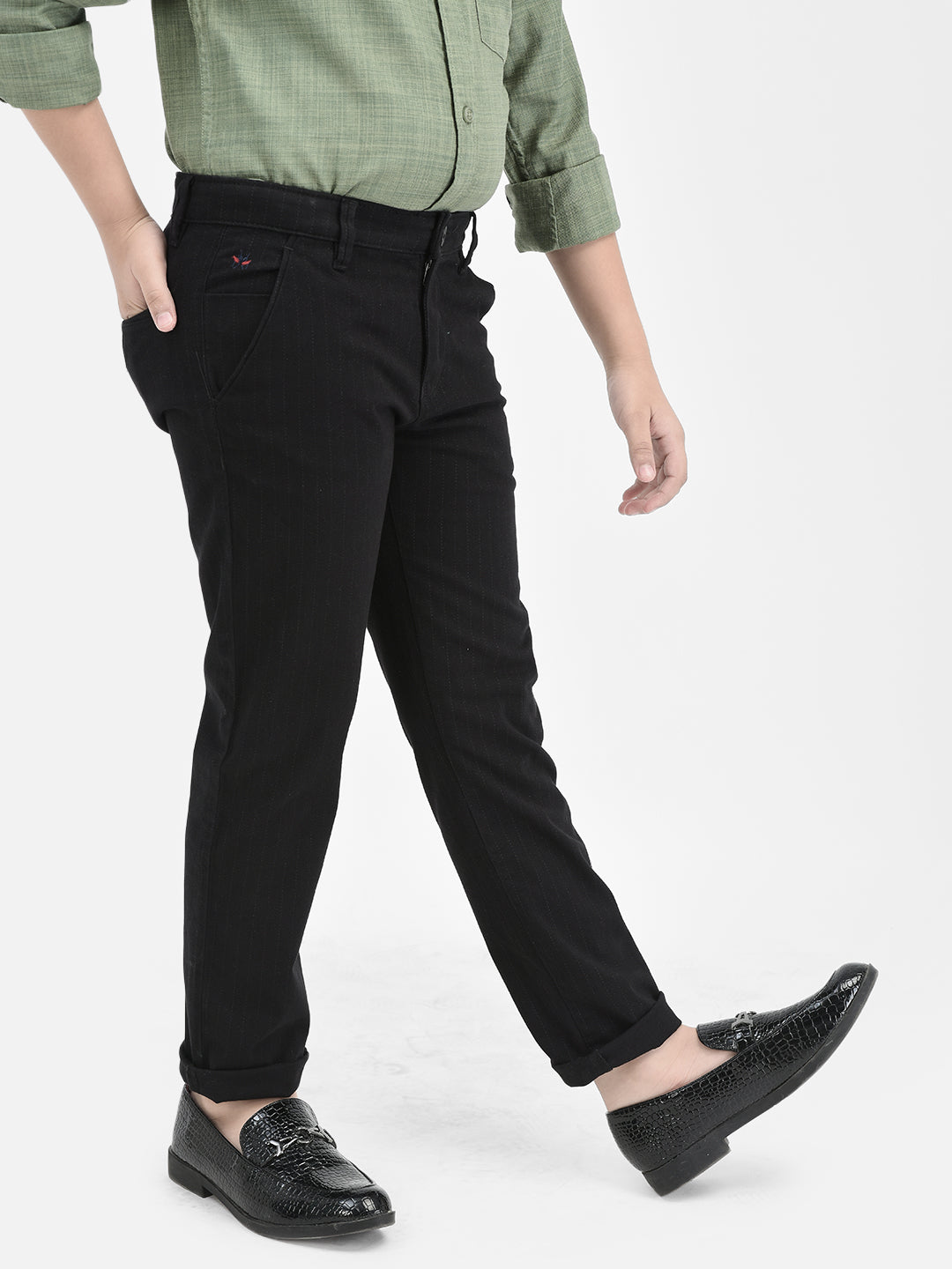Black Vertical Stripes Trousers