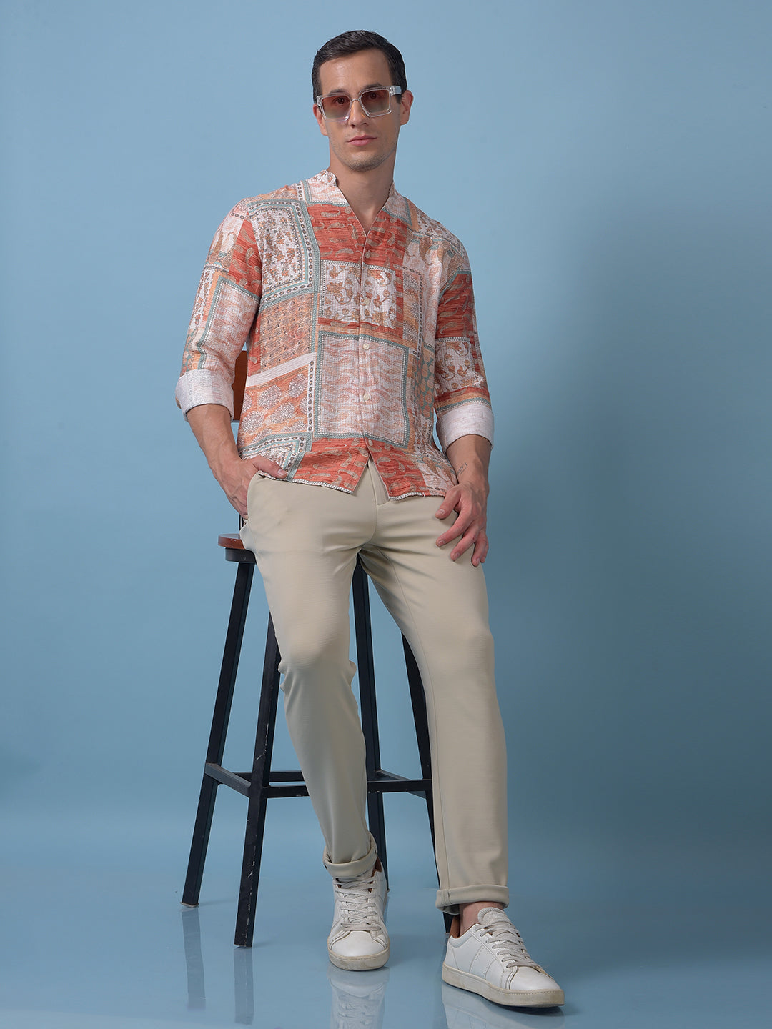 Orange Printed Shirt