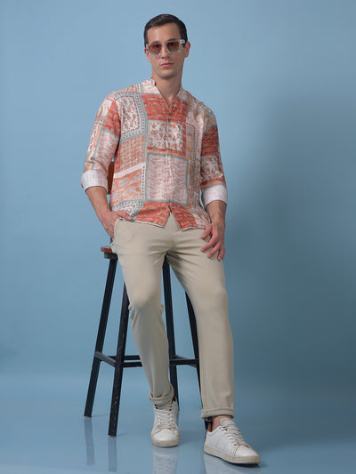 Orange Printed Shirt