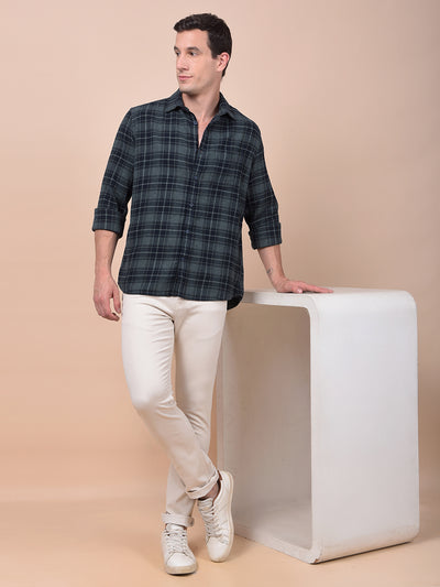 Green Checked 100% Cotton Shirt