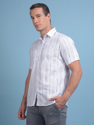 White Vertical Stripes 100% Cotton Shirt