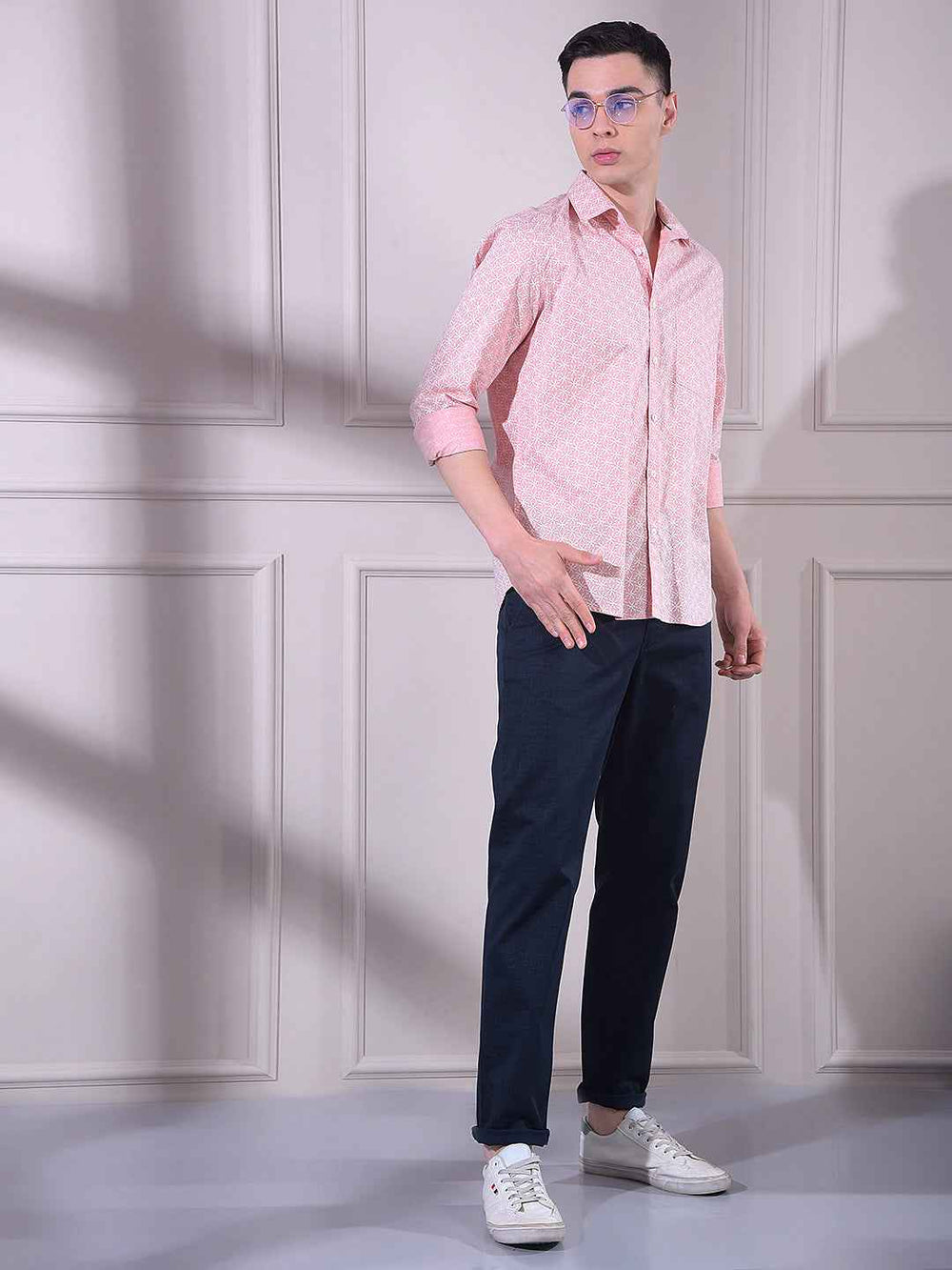 Peach Floral Print Shirt