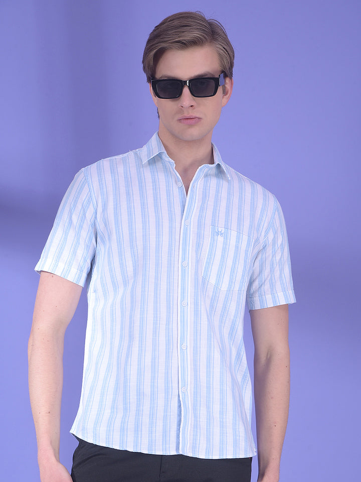 Blue Vertical Stripes 100% Cotton Shirt