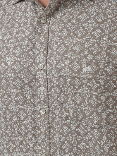 Olive Printed 100% Cotton Shirt