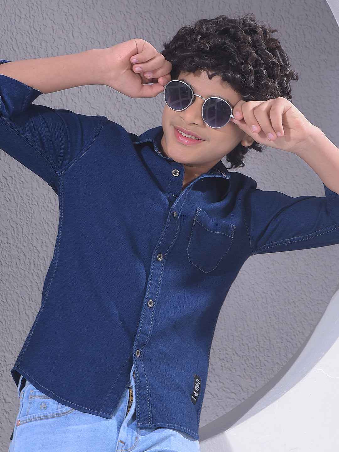 Blue 100% Cotton Denim Shirt