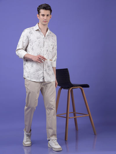 White Floral Print Shirt